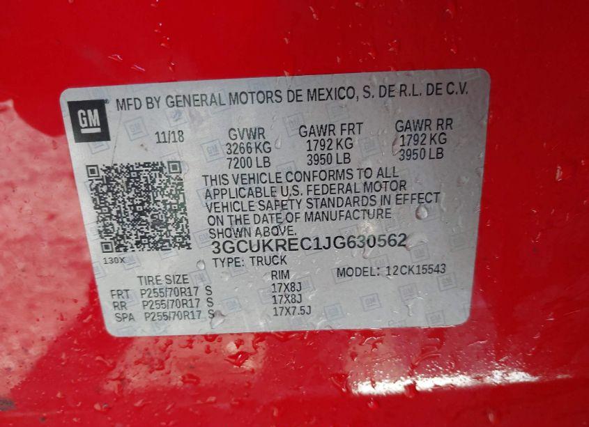 Photo 9 of 2018 Chevrolet Silverado 1500 LT (VIN 3GCUKREC1JG630562)