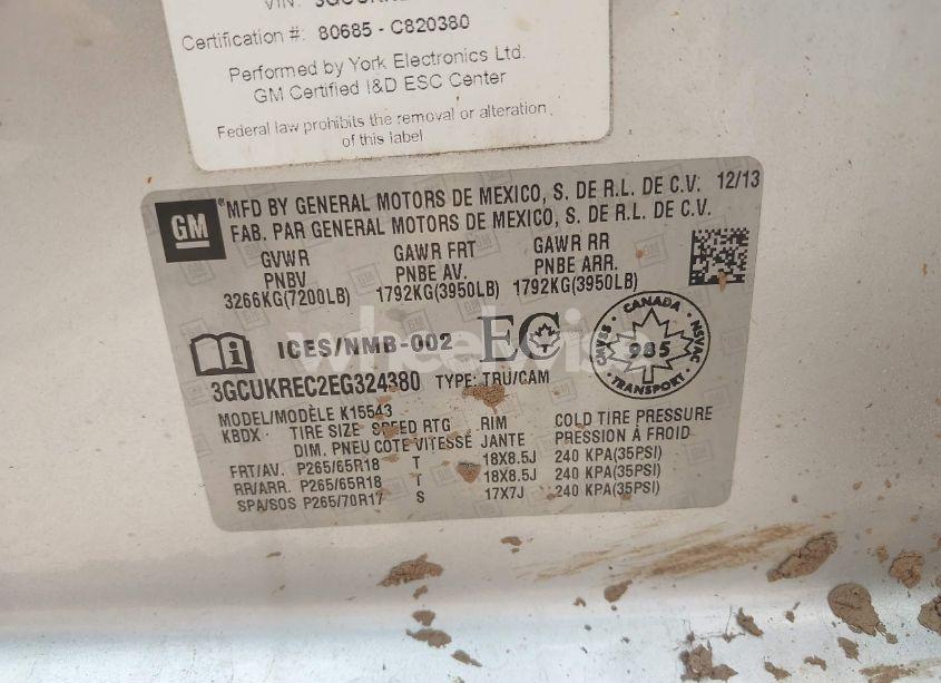 Photo 9 of 2014 Chevrolet Silverado 1500 1LT/2LT (VIN 3GCUKREC2EG324380)