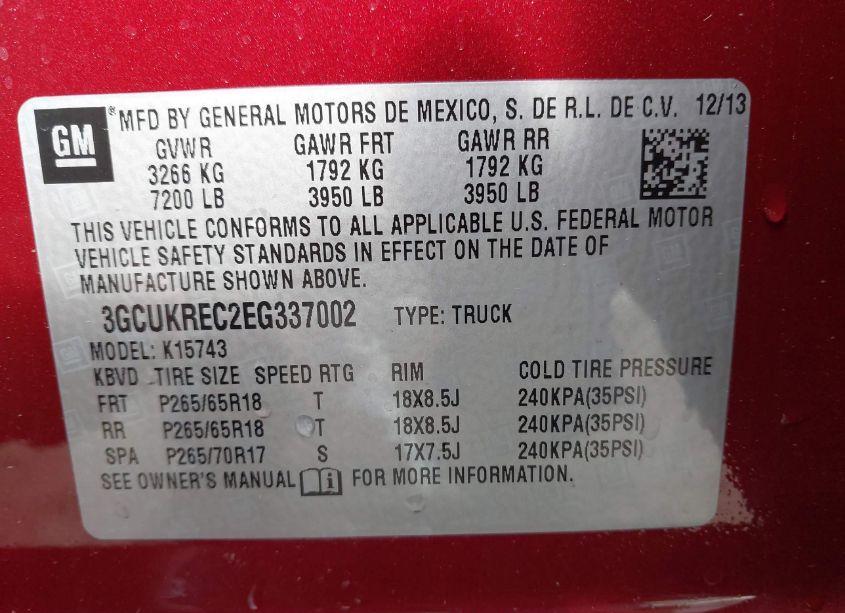 Photo 9 of 2014 Chevrolet Silverado 1500 2LT (VIN 3GCUKREC2EG337002)