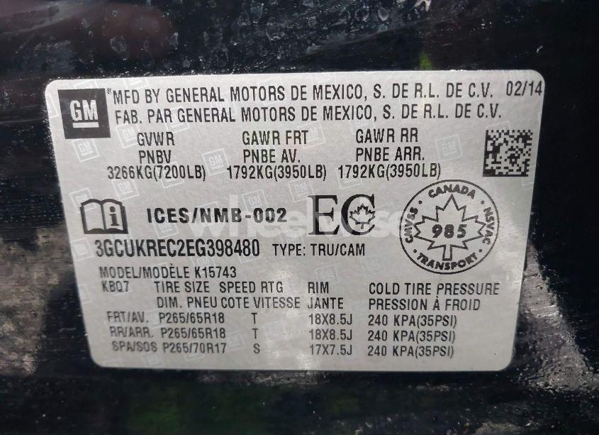 Photo 9 of 2014 Chevrolet Silverado 1500 1LT/2LT/LT (VIN 3GCUKREC2EG398480)