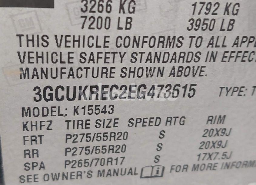 Photo 9 of 2014 Chevrolet Silverado 1500 1LT (VIN 3GCUKREC2EG473615)