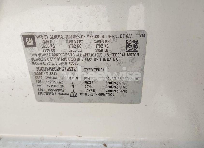 Photo 9 of 2015 Chevrolet Silverado 1500 1LT (VIN 3GCUKREC2FG195221)