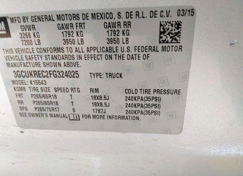 Photo 9 of 2015 Chevrolet Silverado 1500 2LT (VIN 3GCUKREC2FG324025)