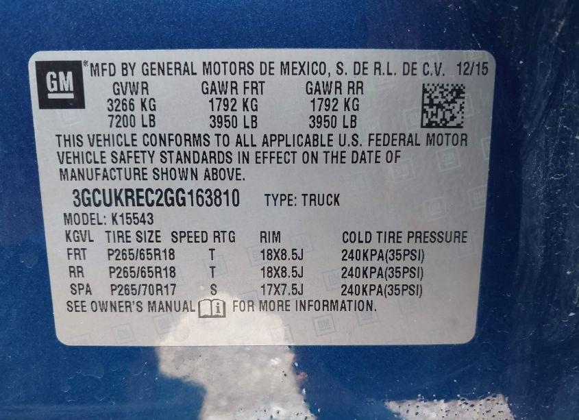 Photo 9 of 2016 Chevrolet Silverado 1500 1LT (VIN 3GCUKREC2GG163810)