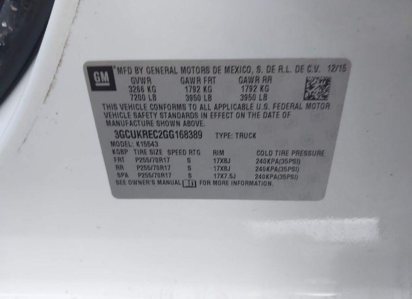 Photo 8 of 2016 Chevrolet Silverado 1500 1LT (VIN 3GCUKREC2GG168389)