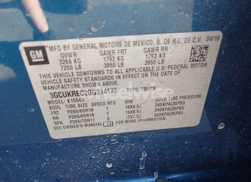 Photo 9 of 2016 Chevrolet Silverado 1500 2LT (VIN 3GCUKREC2GG314175)