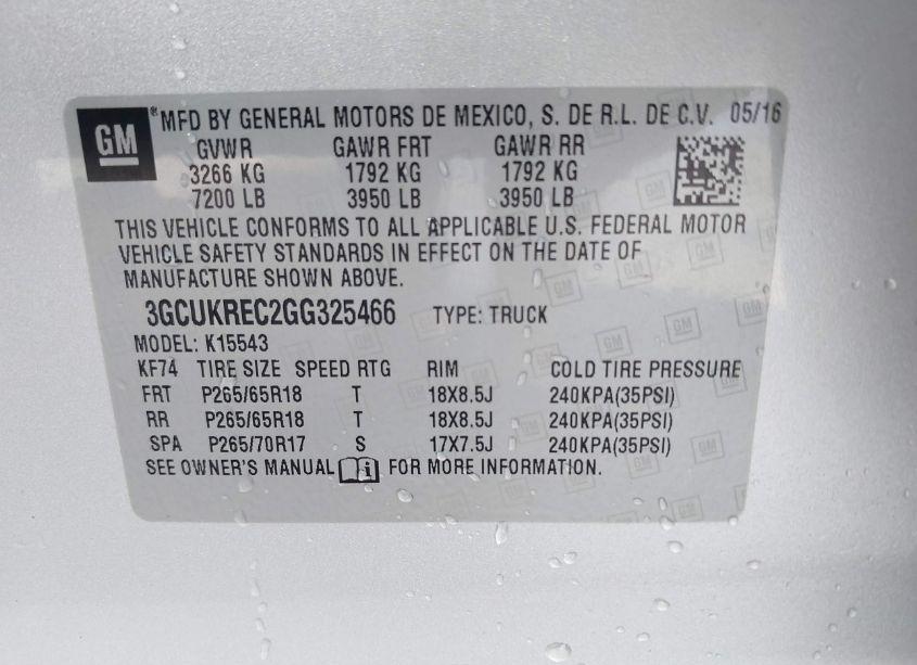 Photo 9 of 2016 Chevrolet Silverado 1500 1LT (VIN 3GCUKREC2GG325466)