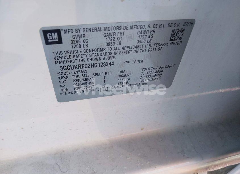 Photo 9 of 2017 Chevrolet Silverado 1500 2LT (VIN 3GCUKREC2HG123244)