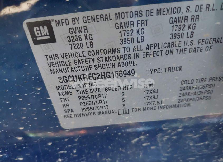 Photo 9 of 2017 Chevrolet Silverado 1500 1LT (VIN 3GCUKREC2HG166949)