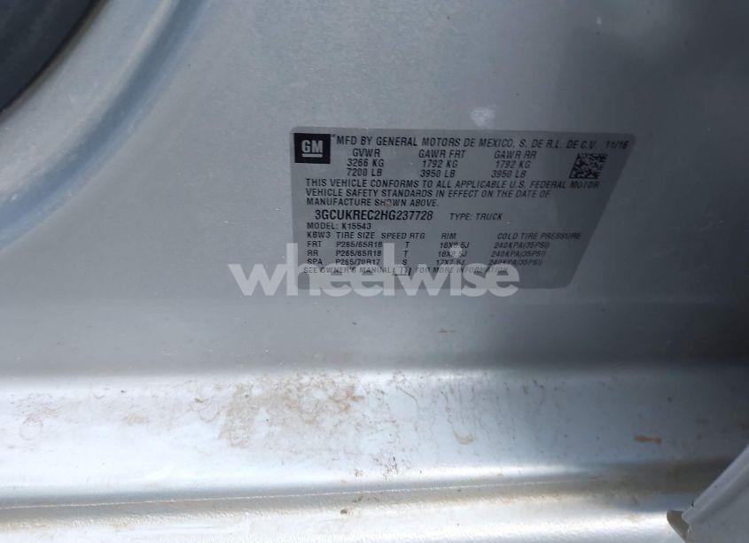 Photo 9 of 2017 Chevrolet Silverado 1500 2LT (VIN 3GCUKREC2HG237728)