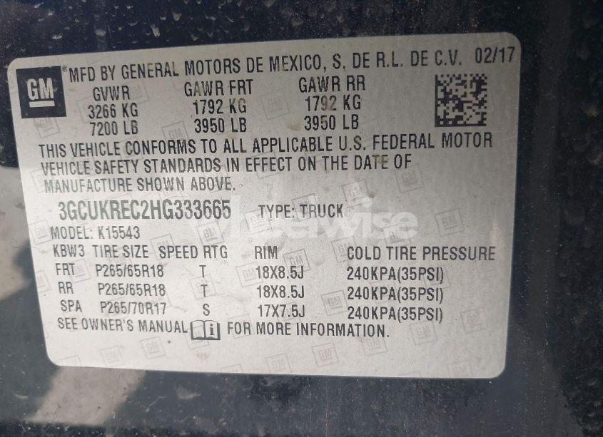 Photo 9 of 2017 Chevrolet Silverado 1500 1LT (VIN 3GCUKREC2HG333665)