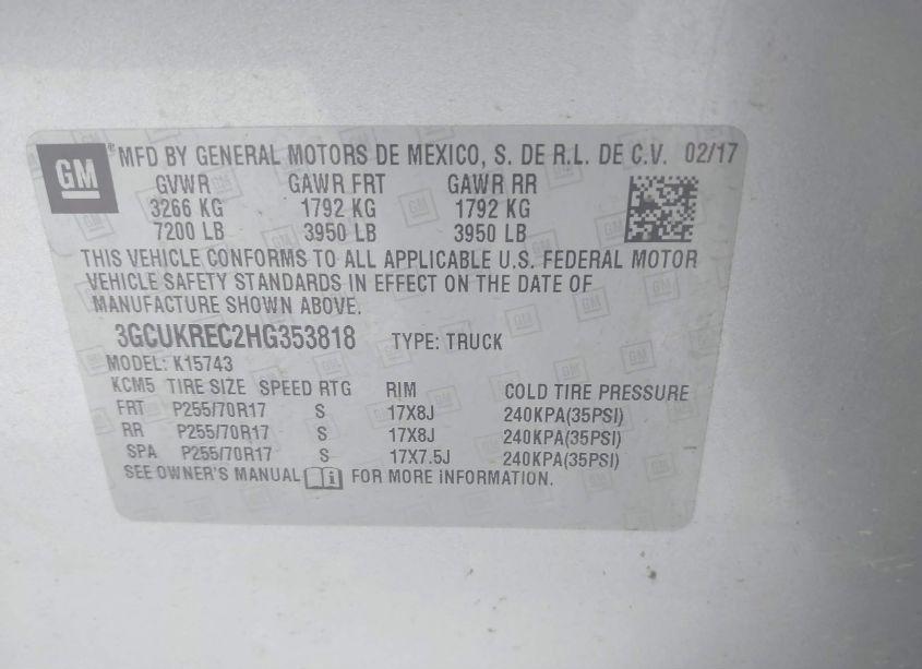 Photo 9 of 2017 Chevrolet Silverado 1500 1LT (VIN 3GCUKREC2HG353818)