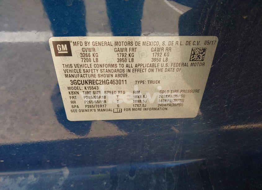Photo 9 of 2017 Chevrolet Silverado 1500 2LT (VIN 3GCUKREC2HG463011)