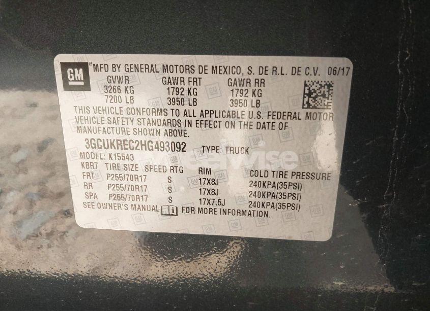 Photo 9 of 2017 Chevrolet Silverado 1500 1LT (VIN 3GCUKREC2HG493092)