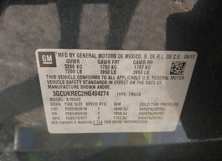 Photo 9 of 2017 Chevrolet Silverado 1500 2LT (VIN 3GCUKREC2HG494274)