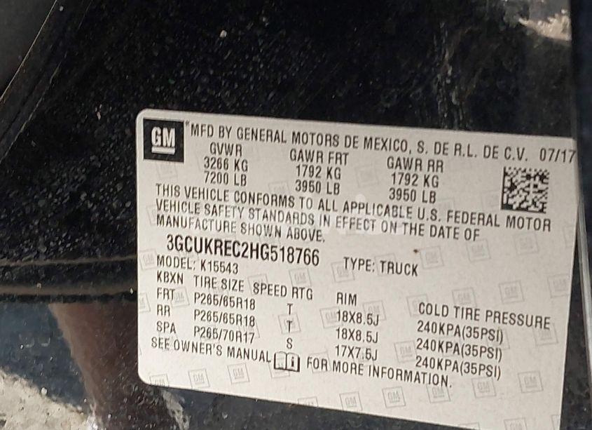 Photo 9 of 2017 Chevrolet Silverado 1500 2LT (VIN 3GCUKREC2HG518766)