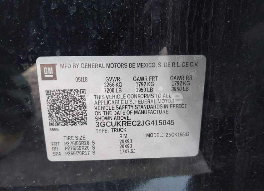 Photo 9 of 2018 Chevrolet Silverado 1500 2LT (VIN 3GCUKREC2JG415045)