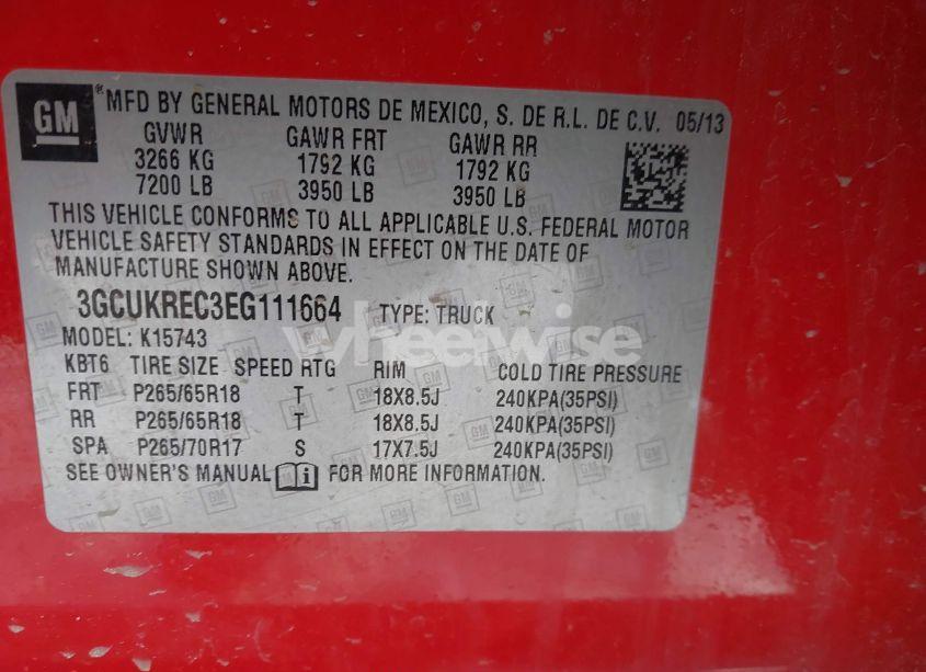 Photo 9 of 2014 Chevrolet Silverado 1500 2LT (VIN 3GCUKREC3EG111664)