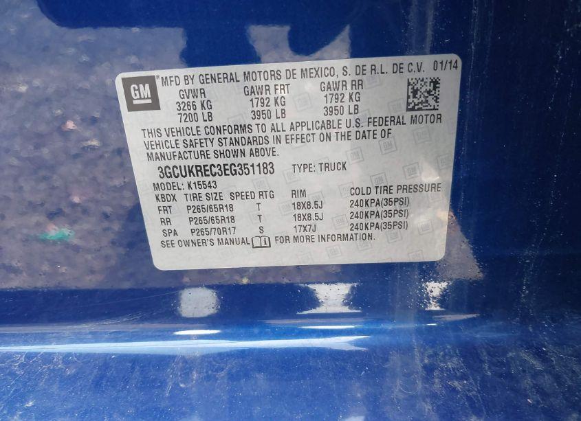 Photo 9 of 2014 Chevrolet Silverado 1500 2LT (VIN 3GCUKREC3EG351183)