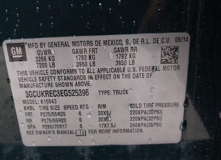 Photo 9 of 2014 Chevrolet Silverado 1500 1LT (VIN 3GCUKREC3EG525396)