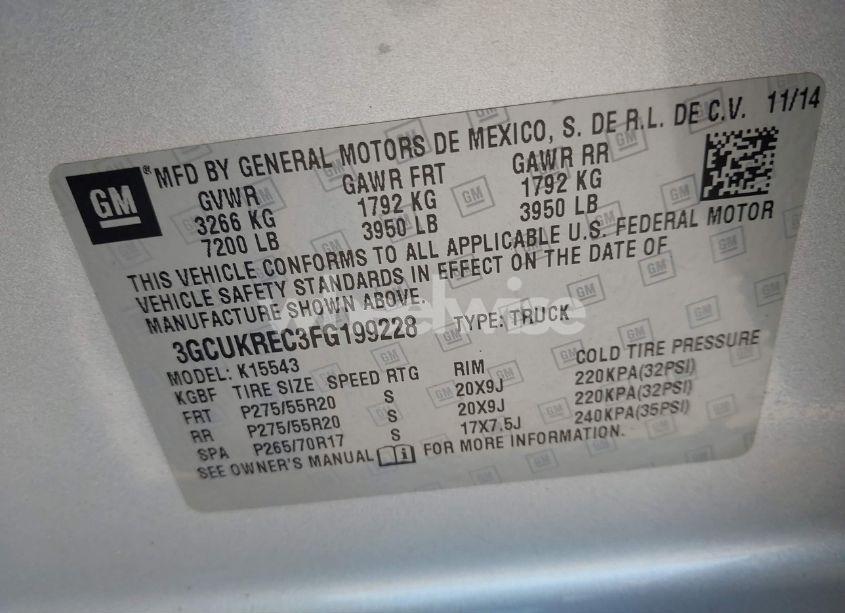 Photo 9 of 2015 Chevrolet Silverado 1500 1LT (VIN 3GCUKREC3FG199228)