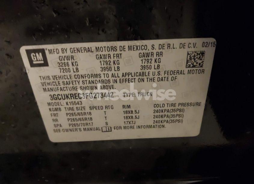 Photo 9 of 2015 Chevrolet Silverado 1500 1LT (VIN 3GCUKREC3FG273442)