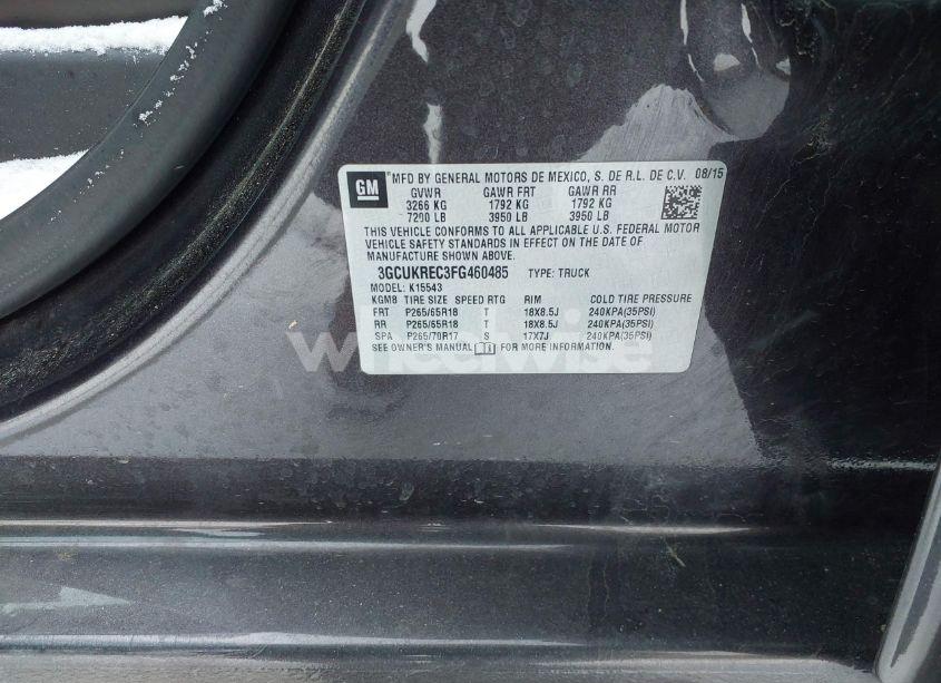 Photo 9 of 2015 Chevrolet Silverado 1500 2LT (VIN 3GCUKREC3FG460485)