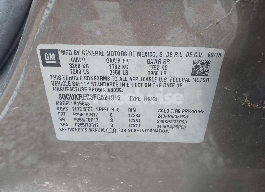 Photo 9 of 2015 Chevrolet Silverado 1500 1LT (VIN 3GCUKREC3FG521916)
