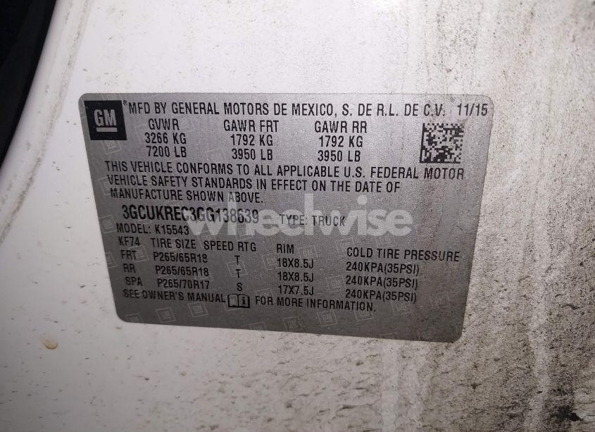 Photo 9 of 2016 Chevrolet Silverado 1500 1LT (VIN 3GCUKREC3GG138639)