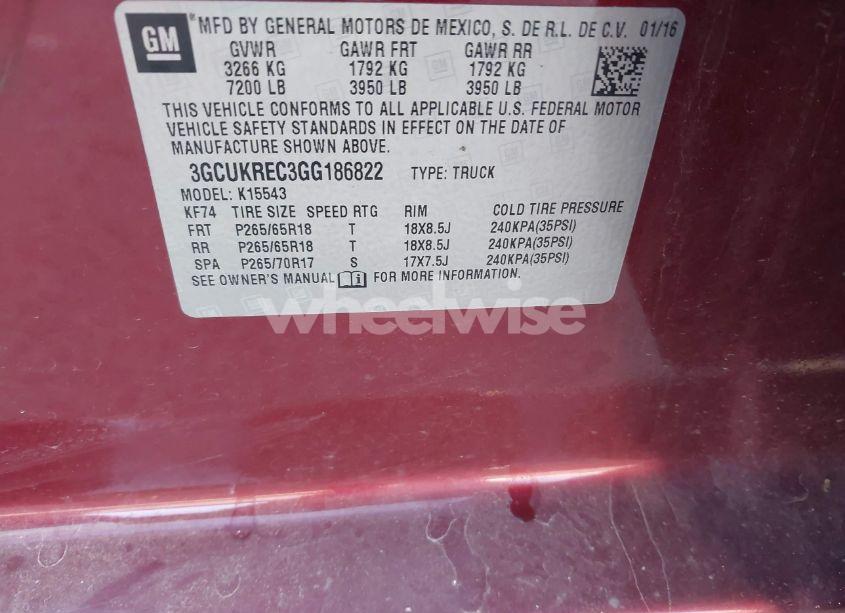 Photo 9 of 2016 Chevrolet Silverado 1500 1LT (VIN 3GCUKREC3GG186822)