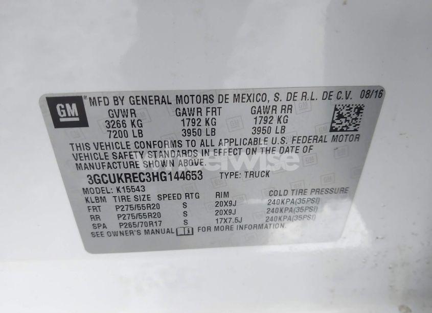 Photo 9 of 2017 Chevrolet Silverado 1500 2LT (VIN 3GCUKREC3HG144653)