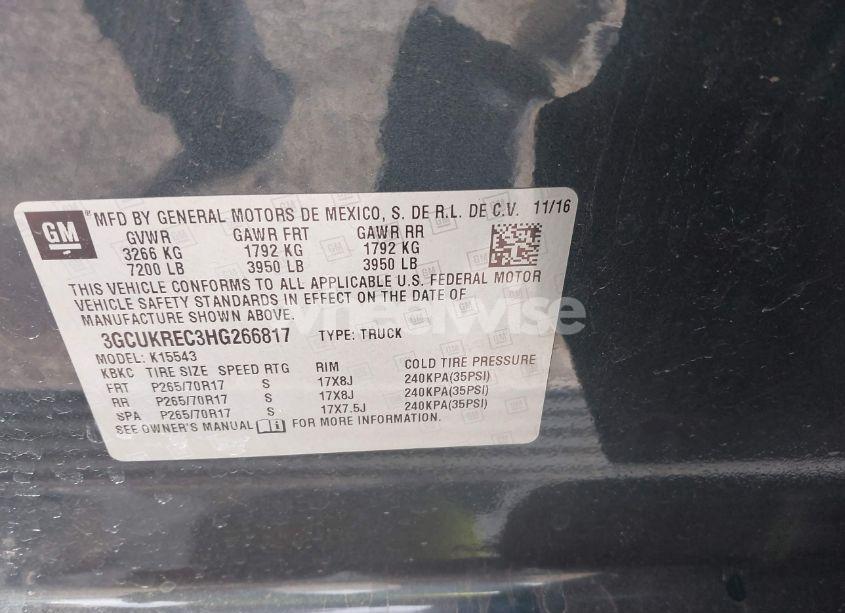 Photo 9 of 2017 Chevrolet Silverado 1500 1LT (VIN 3GCUKREC3HG266817)