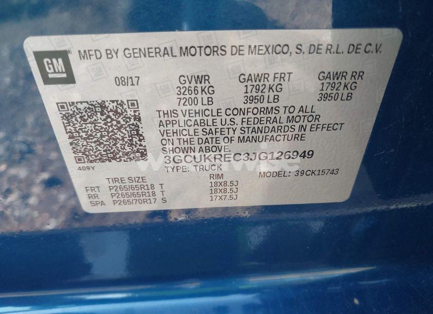 Photo 9 of 2018 Chevrolet Silverado 1500 2LT (VIN 3GCUKREC3JG126949)