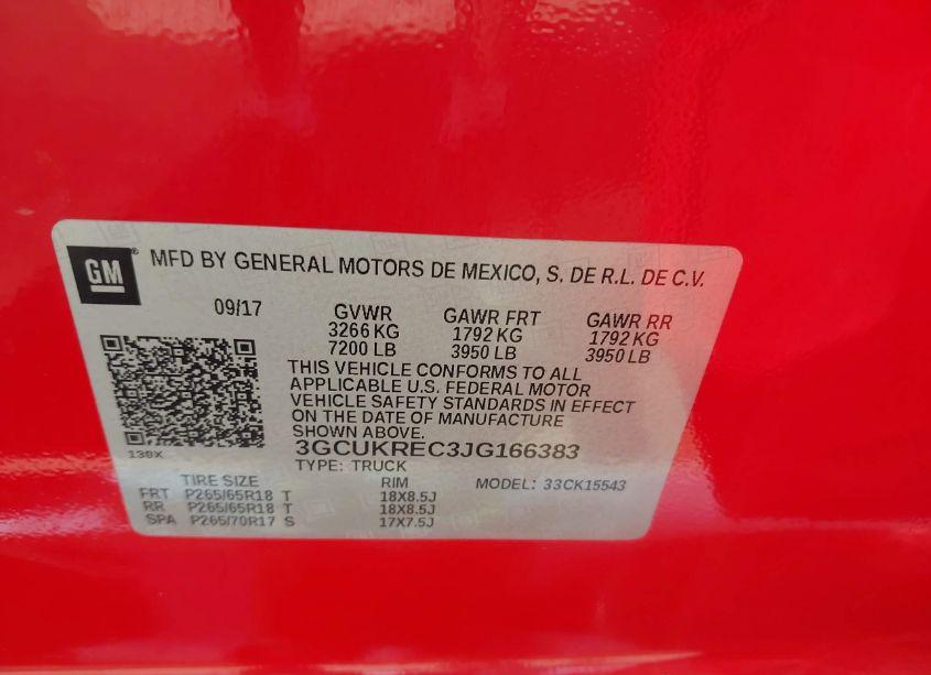 Photo 9 of 2018 Chevrolet Silverado 1500 2LT (VIN 3GCUKREC3JG166383)