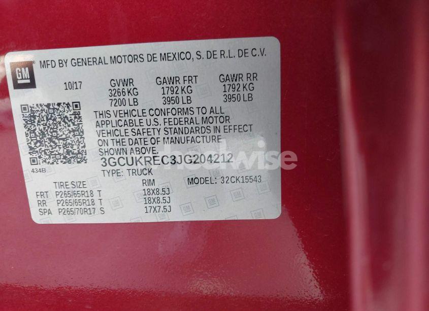 Photo 9 of 2018 Chevrolet Silverado 1500 2LT (VIN 3GCUKREC3JG204212)