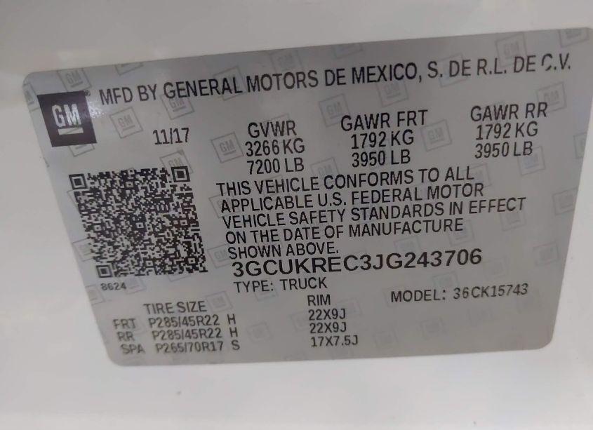 Photo 9 of 2018 Chevrolet Silverado 1500 2LT (VIN 3GCUKREC3JG243706)