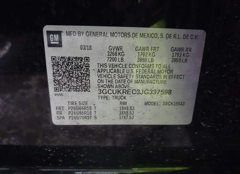 Photo 9 of 2018 Chevrolet Silverado 1500 2LT (VIN 3GCUKREC3JG337598)