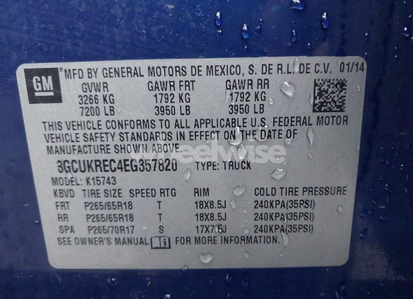 Photo 9 of 2014 Chevrolet Silverado K1500 LT (VIN 3GCUKREC4EG357820)