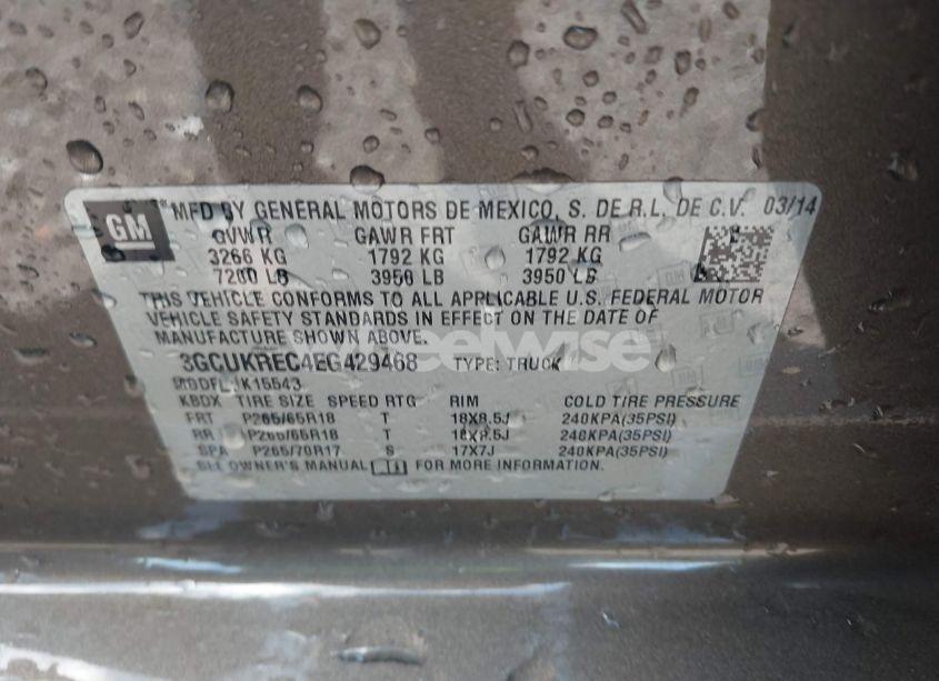 Photo 9 of 2014 Chevrolet Silverado 1500 2LT (VIN 3GCUKREC4EG429468)