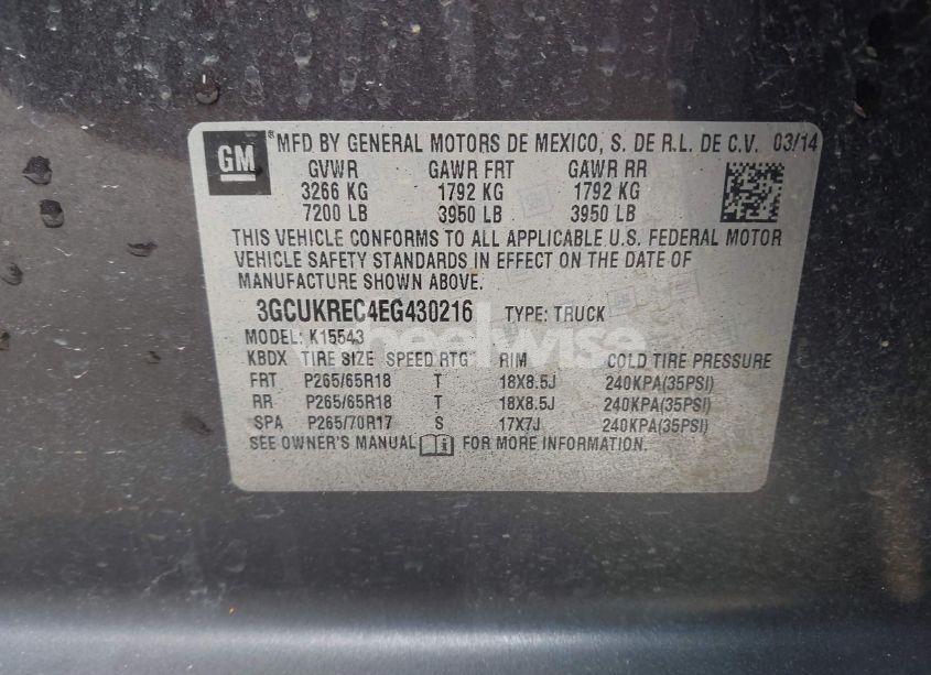 Photo 9 of 2014 Chevrolet Silverado 1500 1LT (VIN 3GCUKREC4EG430216)