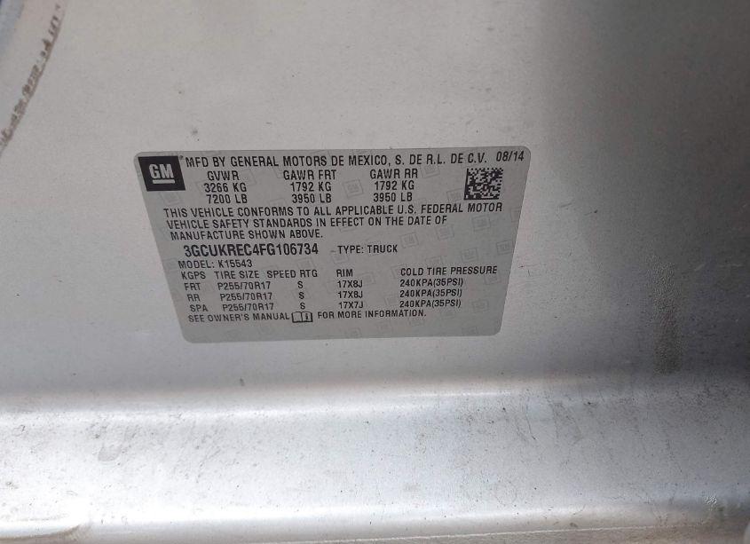 Photo 9 of 2015 Chevrolet Silverado 1500 1LT (VIN 3GCUKREC4FG106734)