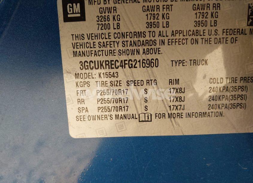 Photo 9 of 2015 Chevrolet Silverado 1500 1LT (VIN 3GCUKREC4FG216960)