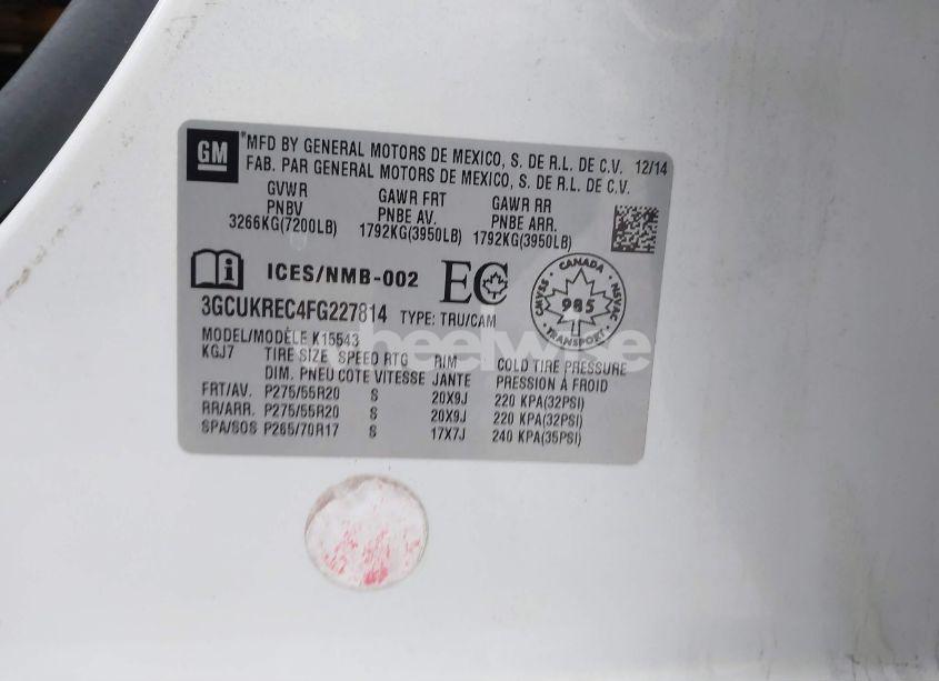 Photo 9 of 2015 Chevrolet Silverado 1500 1LT/2LT (VIN 3GCUKREC4FG227814)