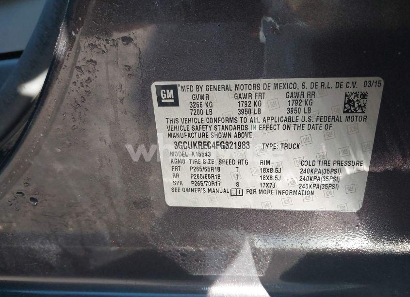 Photo 9 of 2015 Chevrolet Silverado 1500 2LT (VIN 3GCUKREC4FG321983)