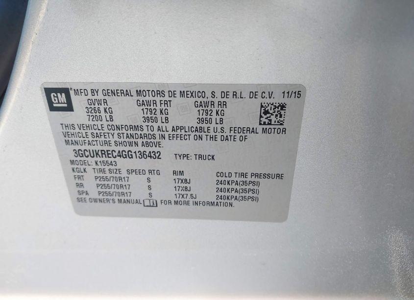Photo 9 of 2016 Chevrolet Silverado 1500 1LT (VIN 3GCUKREC4GG136432)