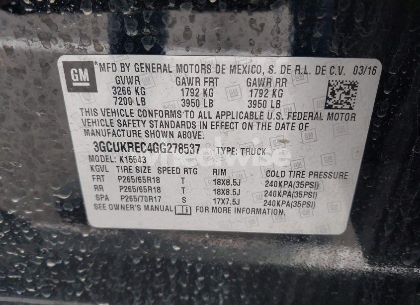 Photo 9 of 2016 Chevrolet Silverado 1500 1LT (VIN 3GCUKREC4GG278537)