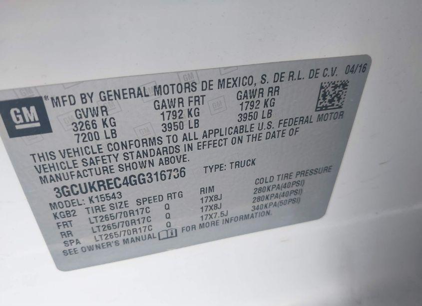 Photo 9 of 2016 Chevrolet Silverado 1500 1LT (VIN 3GCUKREC4GG316736)