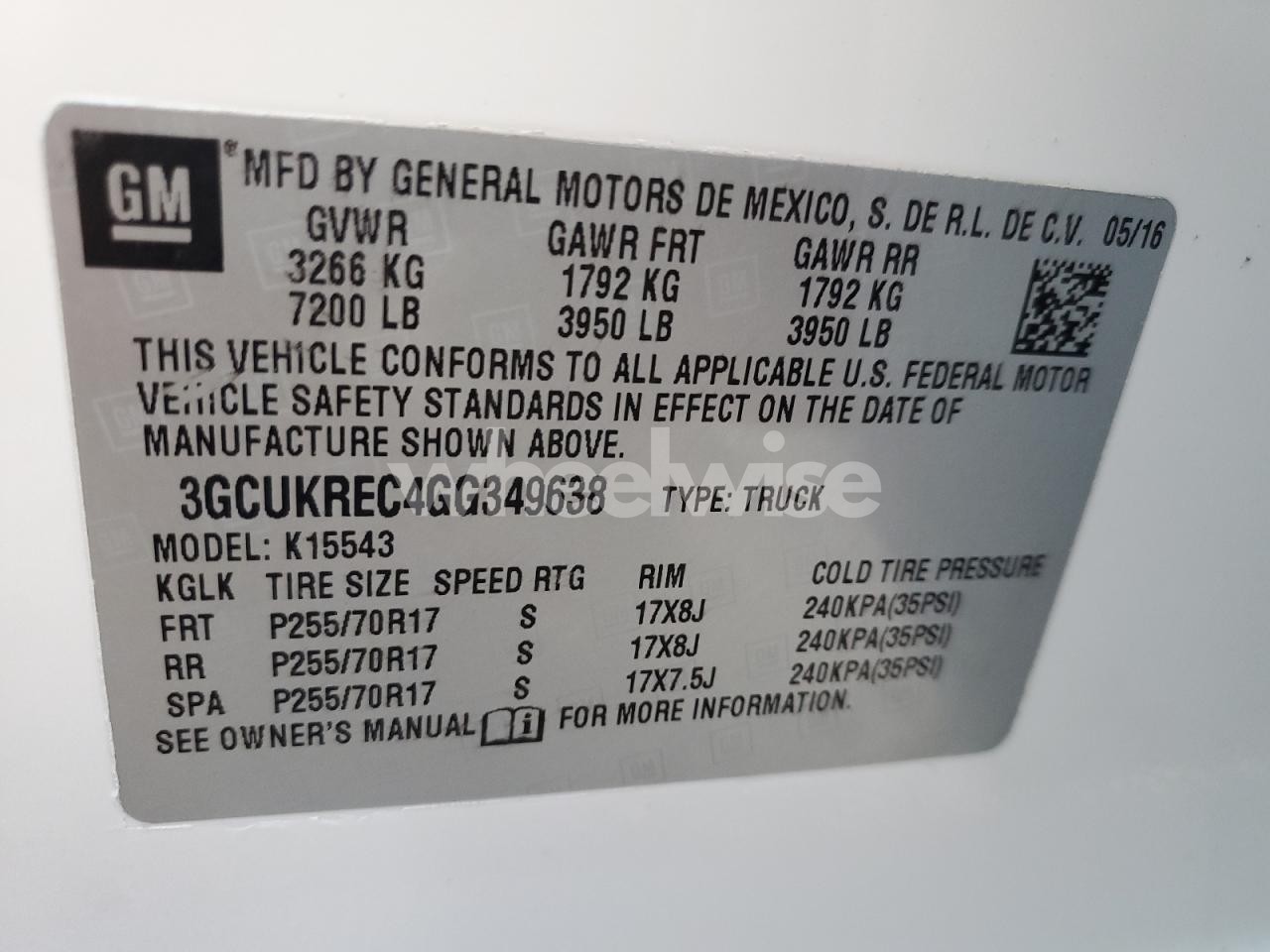 Photo 12 of 2016 CHEVROLET SILVERADO K1500 LT (VIN 3GCUKREC4GG349638)