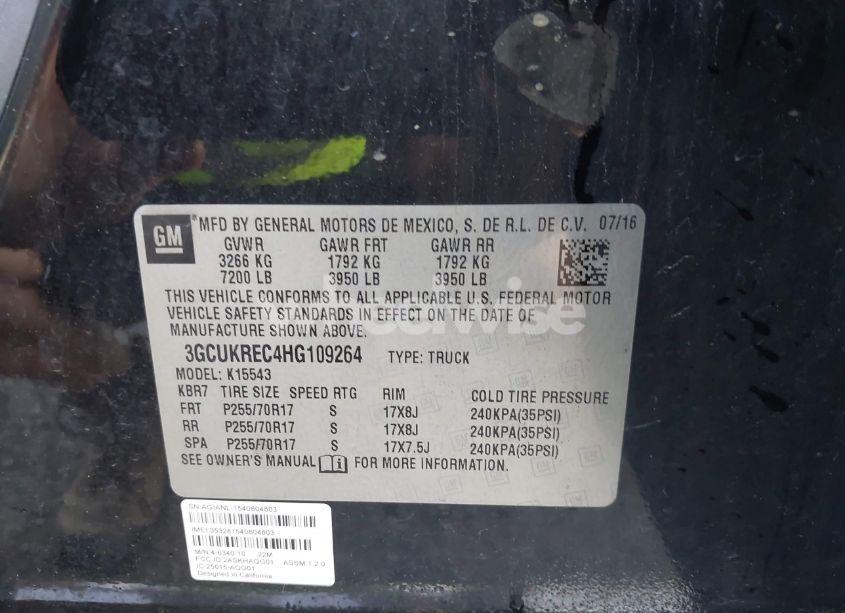 Photo 9 of 2017 Chevrolet Silverado 1500 1LT (VIN 3GCUKREC4HG109264)