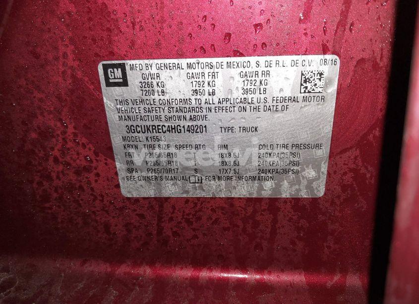 Photo 9 of 2017 Chevrolet Silverado 1500 2LT (VIN 3GCUKREC4HG149201)